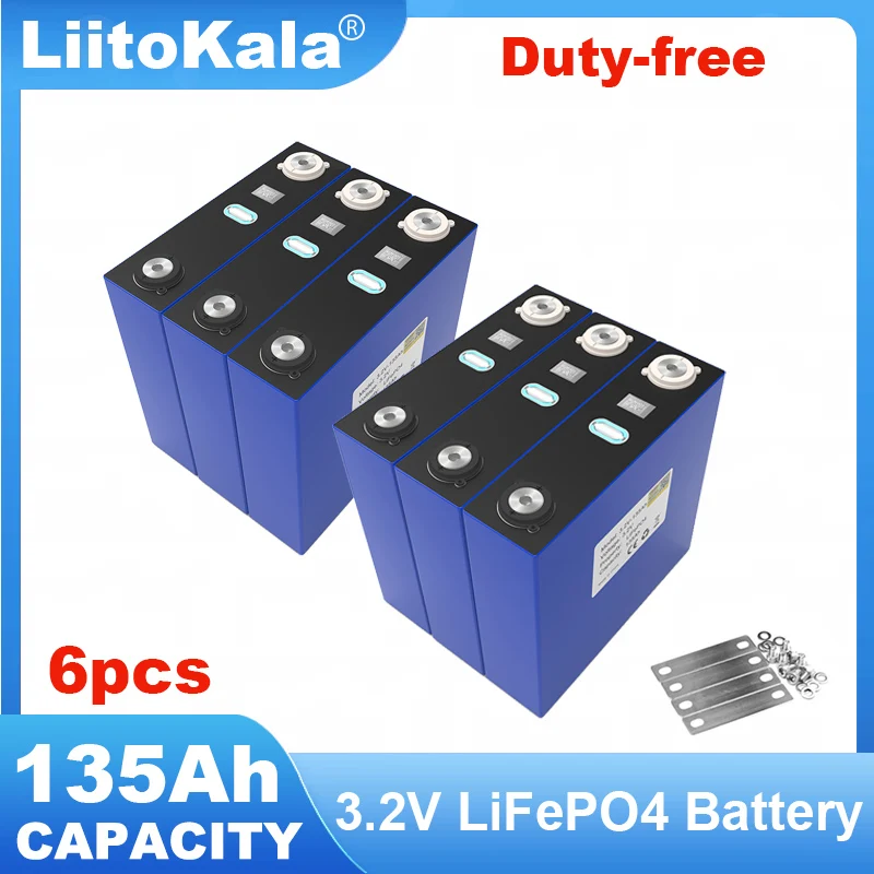 6ks Liitokala 3,2V 135AH LifePO4 lítiumfosforečnan nabíjateľnú batériu DIY 12V 24V 36V Cyklus cyklus rv kemping dane zadarmo