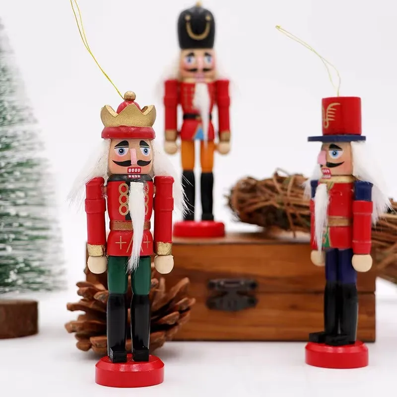6ks Mini drevené luštatské ozdoby Ornament Soldier postava vianočný strom prívesok kancelársky stôl Vianoce vianočné dekorácie