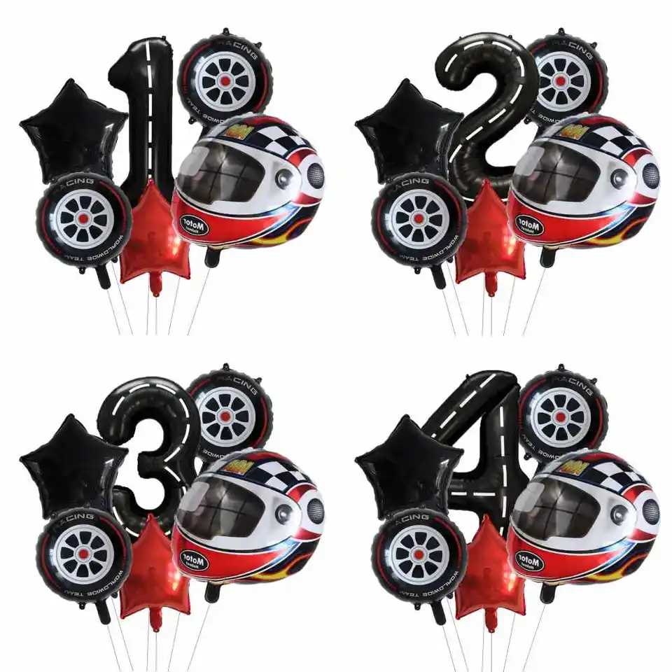 6ks motorová prilba Balón Pneumatika Racing Balóny narodeniny dekor chlapci Race Car Dirt Bike Motocross Hot.