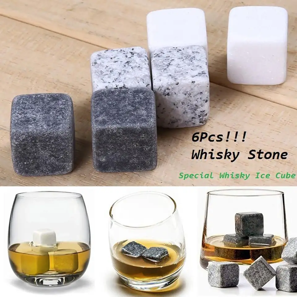 6ks mramorové kocky whisky nápoje chladenie ľadového kamenného barového koktailu Barware