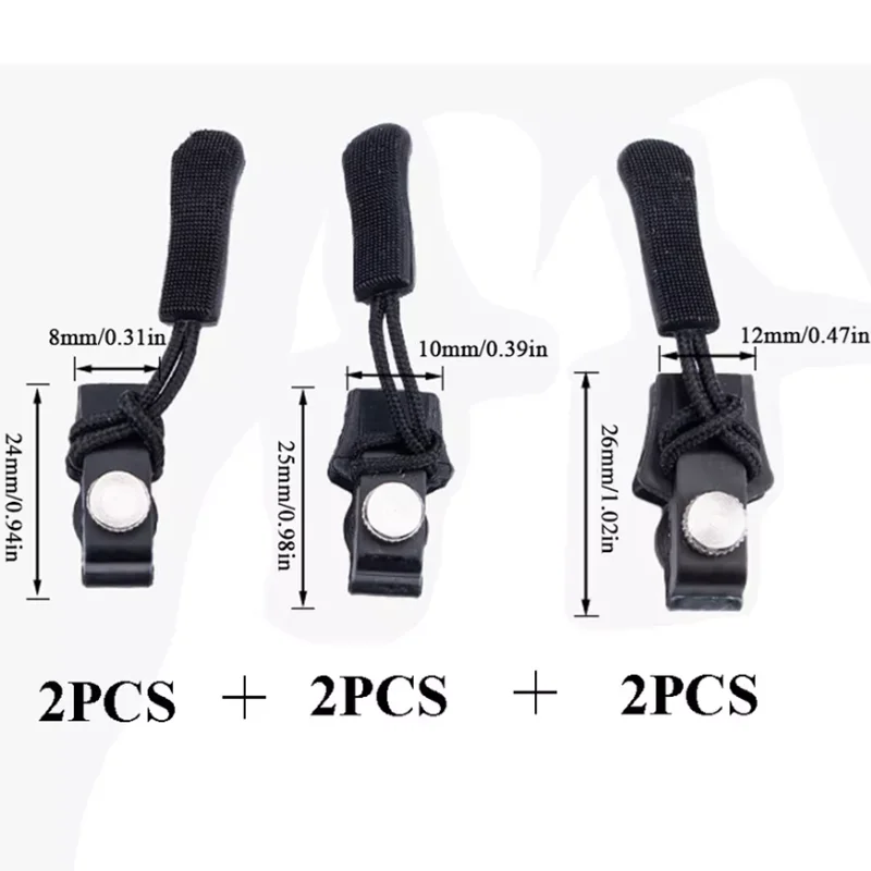 6ks Oprava opravnej súpravy Zipper Universal Instant Instant Zipper Slider 3 Rôzne veľkosti Diy