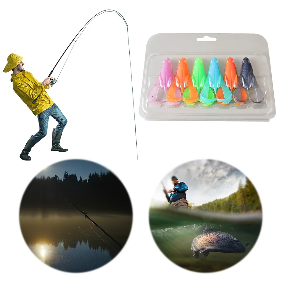 6ks plávajúce mäkké rybárske nalákanie 7 cm 7g 7g horná voda Frog Fishing Lure Artificial Bait