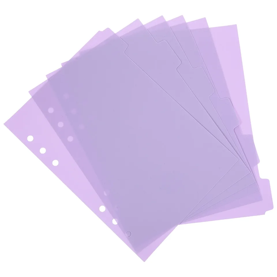 6ks PP Binder List DeDivers Binder Index deliaci papier Office papierové listy chrániče 6-diery Punch Punch Strana Oddeľovače s kartami A5