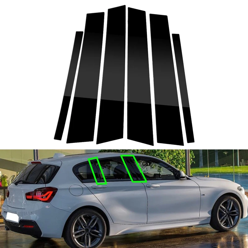6ks pre BMW 1-séria F20 2012 2013 2014-2019 Automobil lesklý čierny okenný stĺpec BC Pillar stĺpik obalov nálepky príslušenstvo