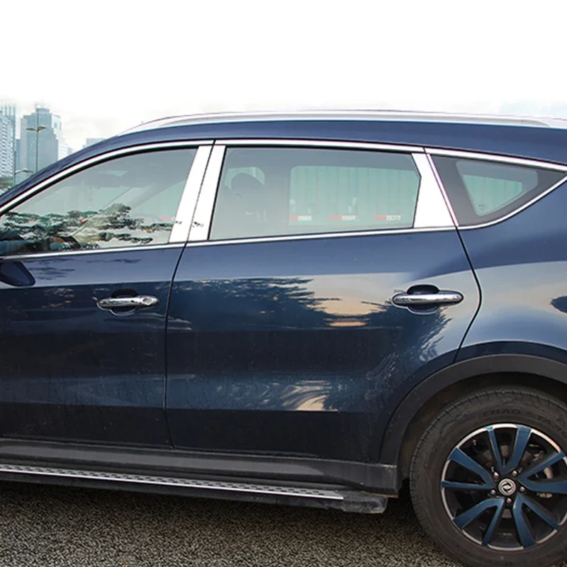 6ks pre Dongfeng DFSK 580 2016-2019 Stredný stĺpec Chrome Chrome Dekorácie lesklá nehrdzavejúca oceľ