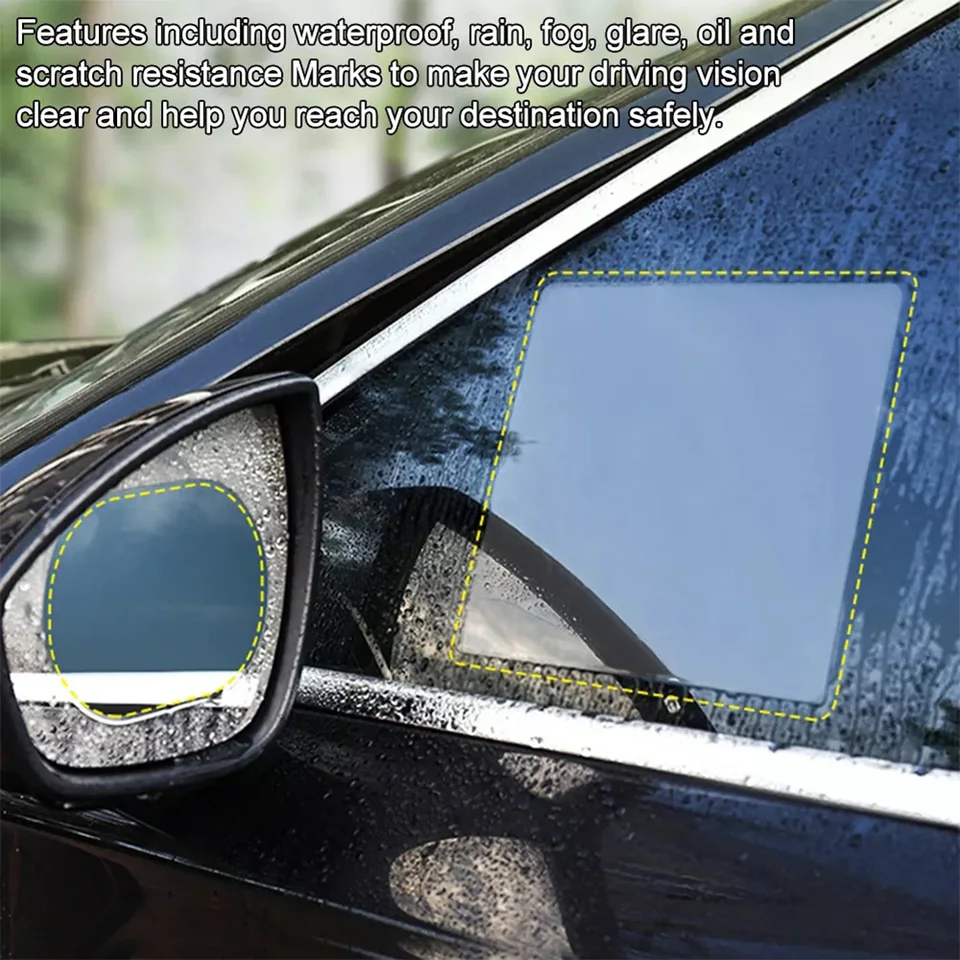 6ks Rainproof Auto slepka na nálepku s vodotesným dažďom odolným automobilom spätné zrkadlo Nálepka číry ochranný film dažďový štít Vonkajšie diely