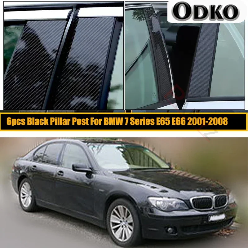 6ks/set auta stĺp Post lesklý klavír Black for BMW 7 Series E65 E66 2001-2005 2006 2007 2008 2008