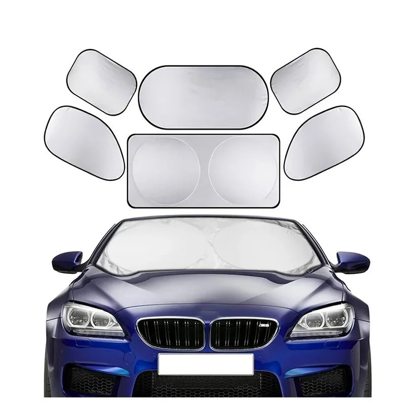 6ks/set automobilu slnečného tieňa pre ochranu bočných okien pred slnkom UV lúče a teplo, s úložným vreckom, blokátorom slnečného okna