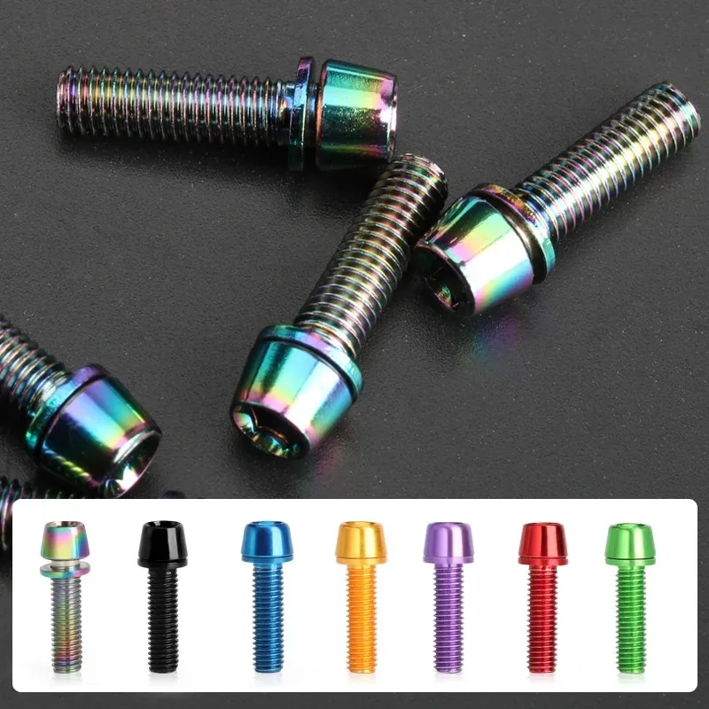 6ks/set bicyklových skrutiek riadidiel Titánna farebná z nehrdzavejúcej ocele M5*18 mm rukoväť stonky stonky stonky v skrutkach v skrutkach