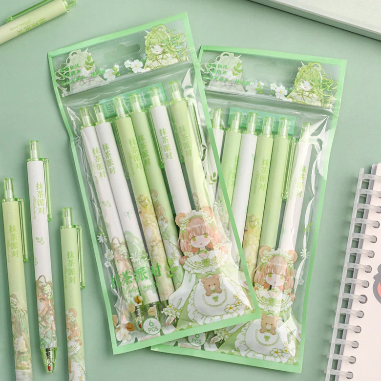 6ks/set Cute Flower Gel Pen Kawaii Creative Student Funny Peny 0,5 mm písanie nástrojov kancelárske školy