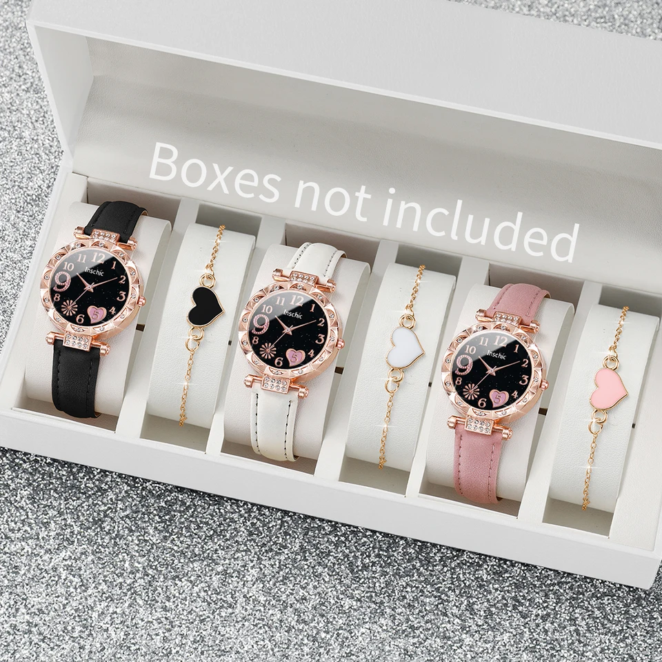 6ks/set dámske hodinky set náramok set módne milostné pásy Quartz Watch with Love náramok (bez krabice)
