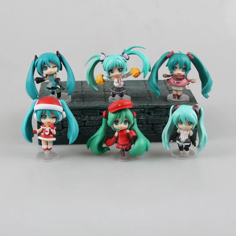 6ks/set Hatsune Miku Akčné figúrky Virtual Singer Special Limited Edition Fun Christmas Miku Kawaii Roztomilé bábiky Model detské hračky