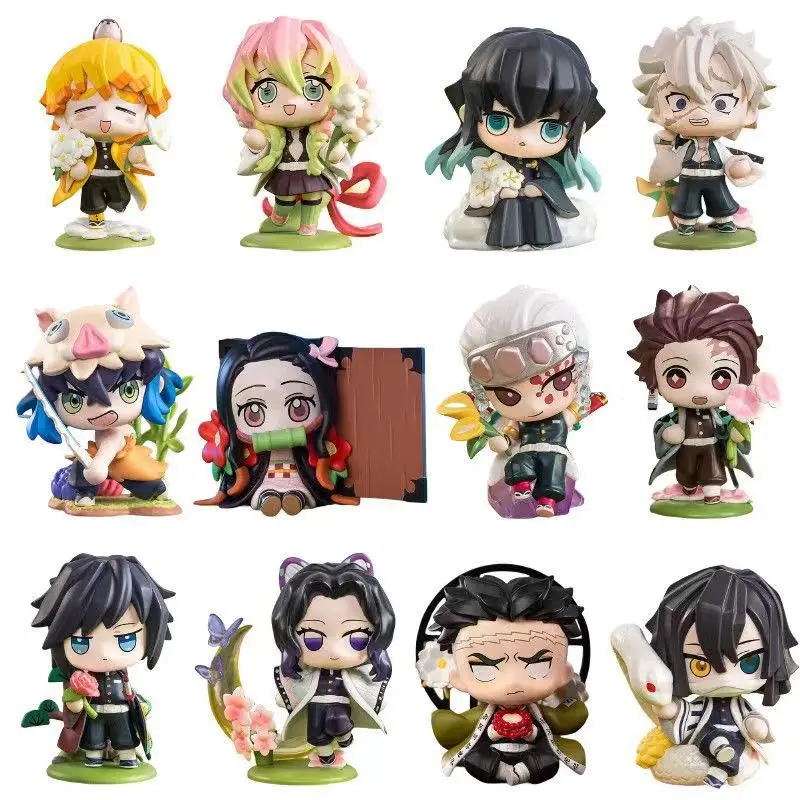 6ks/set q verzia Anime Demon Slayer Ghost Doll Tanjiro Nidouzi Inosuke Zenizu Figure Action Figovina Model hračky Hračky Doll 8 cm