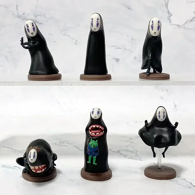 6ks/set Tisíc a Chihiro Faceless Man Matterland verzia Car Cafe Cake Decoration Blind Box Model Model dekorácie Darček
