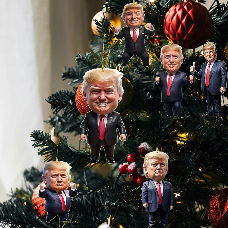 6ks/set Trump inšpirované akrylové vianočné vianočné závesné závesné figúrky pre darčeky pre auto a stromy vianočné večierky