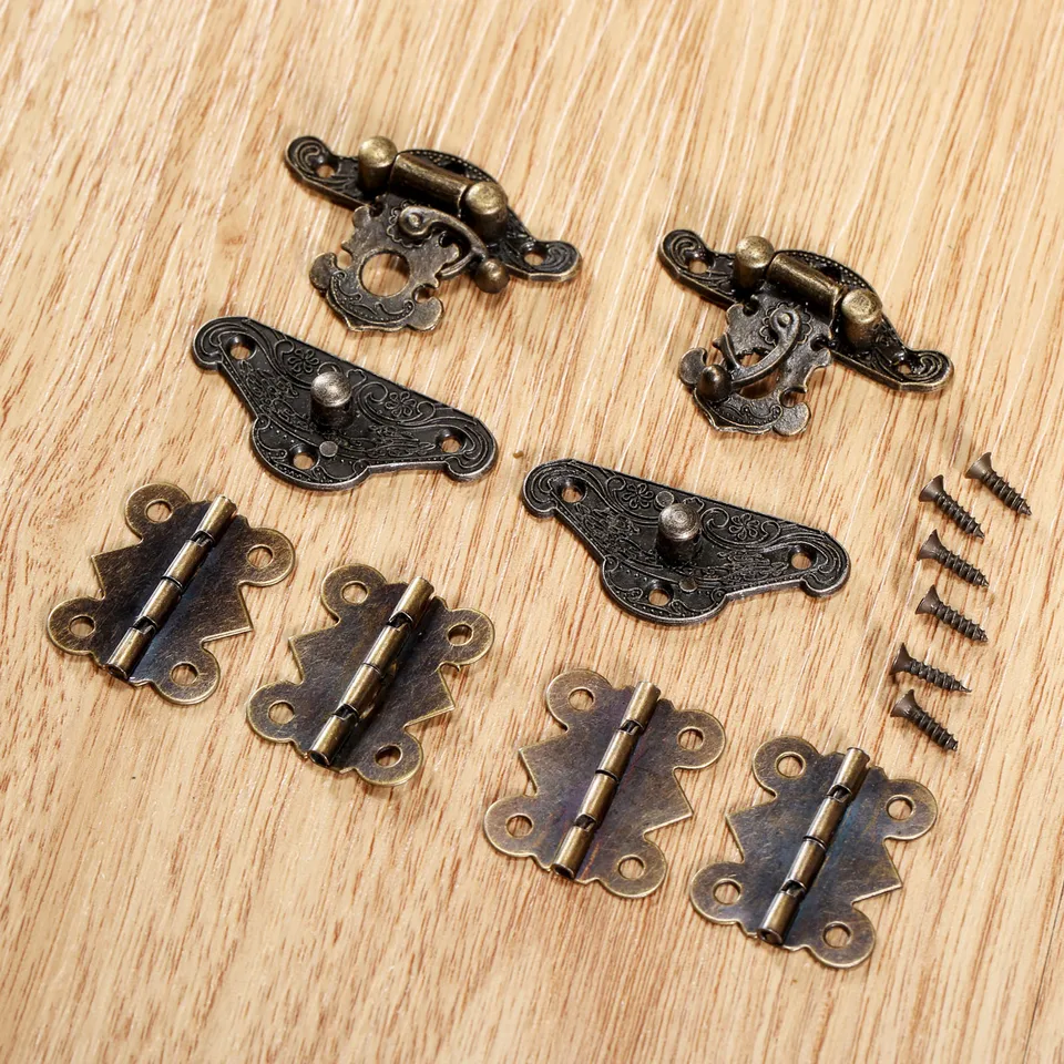 6ks/set Vintage skrinky Hinges s starožitnými bronzovými šperkami drevené krabičky puzdro Prepínač Hasp Zápalky nábytku Hardware