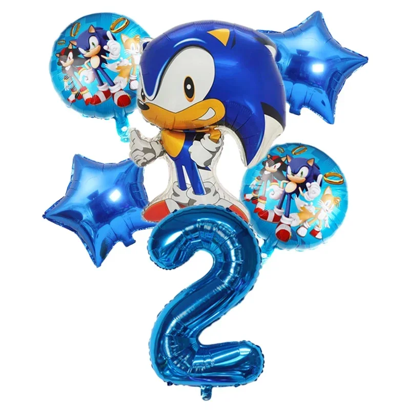 6ks Sonic téma Party digitálny balón pre deti Sonic Birthday Dekorative Products Boys Hrate hélium balón darček