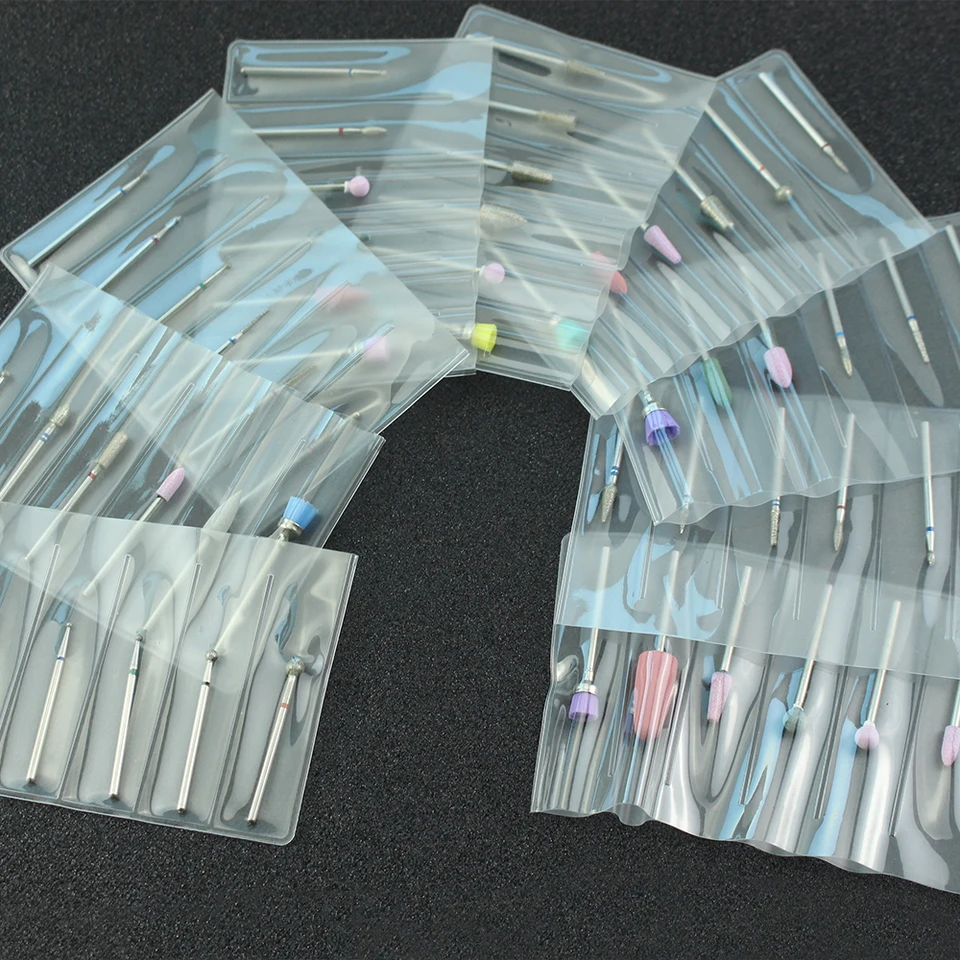 6ks/taška Diamond Silikónový vŕtačkový vŕtačkový vŕtačkový vŕtací vŕtačku Sada elektrických strojov Burrs príslušenstvo frézka Cutter pre manikúru Odstráňte nechtový gél Nástroj