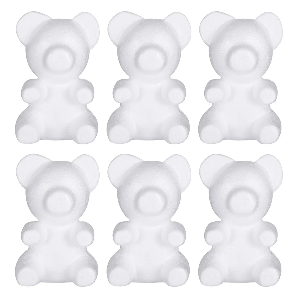 6ks Valentine DIY medveď pleseň 20 cm Modeling Bear Craft for Decor Wedding Darček kvetina aranžovacia párty dekorácia (biela)