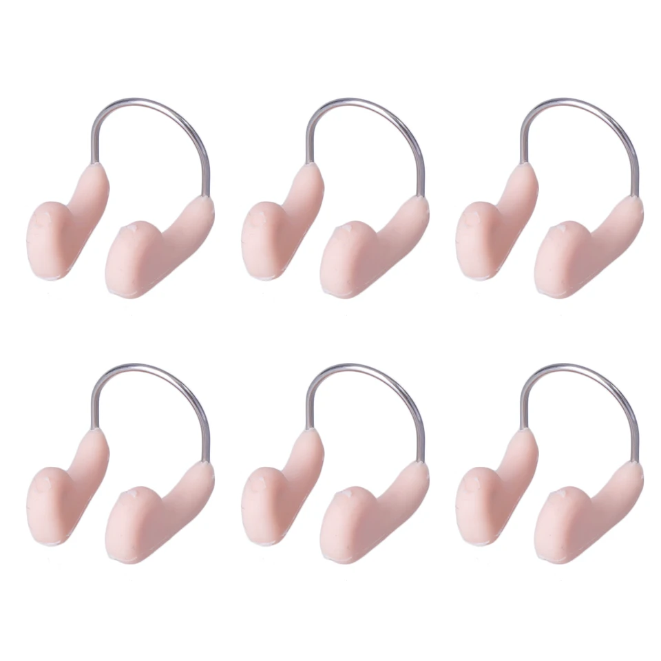 6ks vodotesné kúpanie nosové klip Anti-Choking Profesionálny kúpalisko Drôtový nosový klip pod vodou pred vodou (FleshColor)