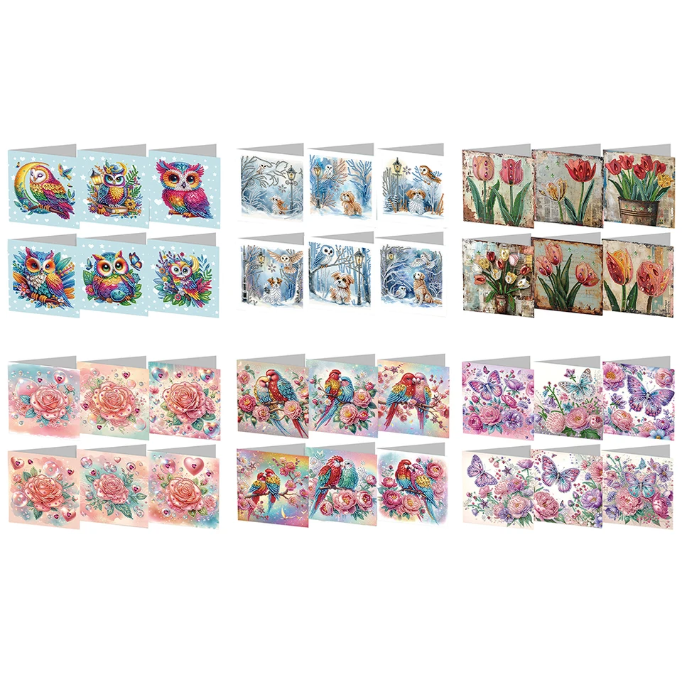 6ks zvieracie kvetina DIY Diamond Painting Greating Card Diamond Mosaic Festival darčekové karty narodeniny darček pre priateľa