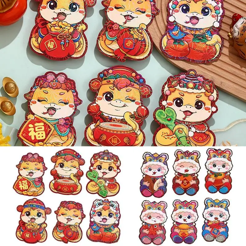6ks čínsky novoročný mini karikatúra Peniaze obálka Lucky červené vrecká 2025 Snake Year Red Envelope Spring Festival Red Envelope