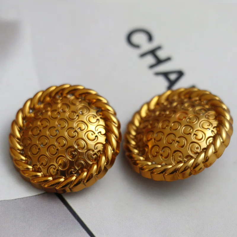 6ks/šarža 20/33/25 mm luxusný dizajn zlatý gg list kovové gombíky pre odevy