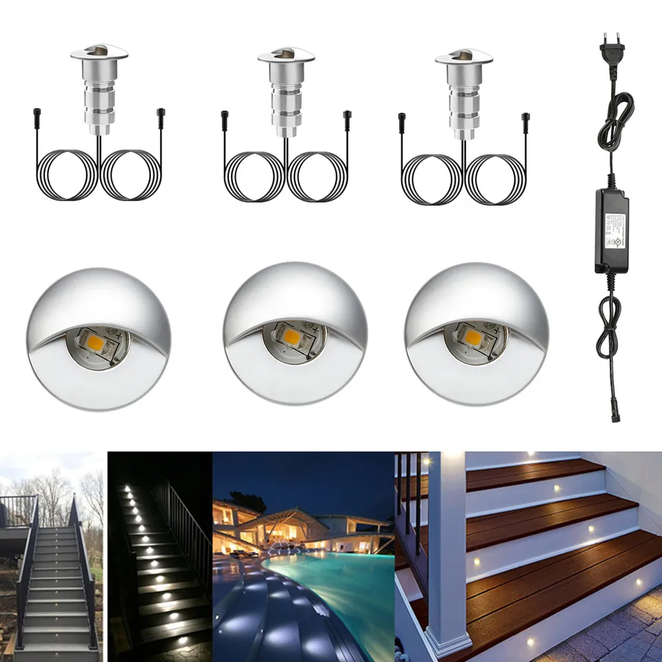 6ks/šarža 26 mm napoly Moon viečko 12 V Nízke napätie nepremokavá dvor LED DEAD PACK Rail Schodia Step Terrace Inground Lights + Transformátor