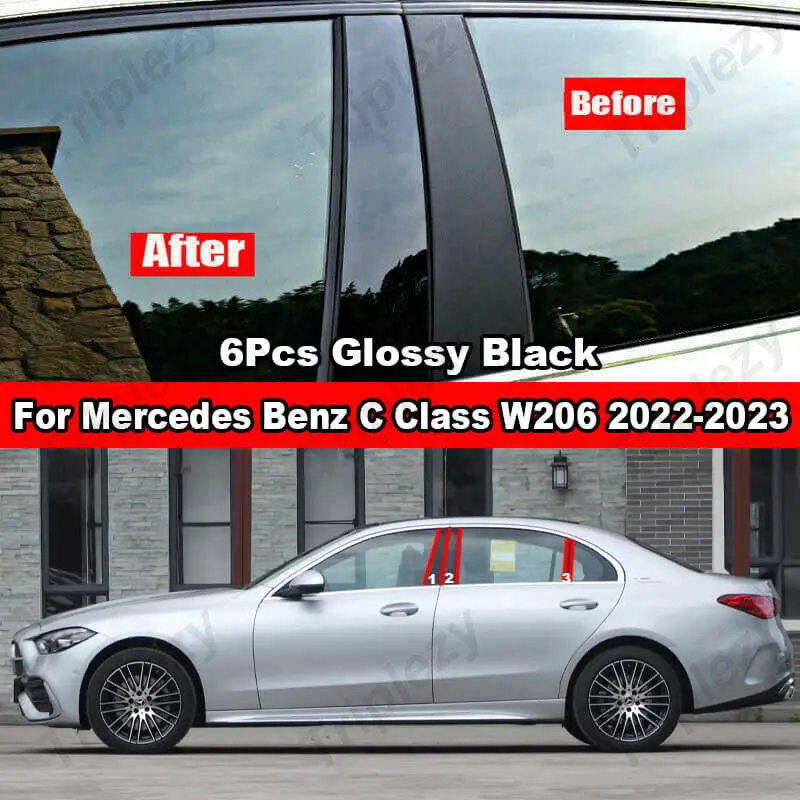 6ksové dvere auta Dvere BC stĺpový stĺpový stĺpikový kryt pre Mercedes Benz C Class W206 C180 C200 C220 C220D C300 C300D C63 AMG 2022-2023
