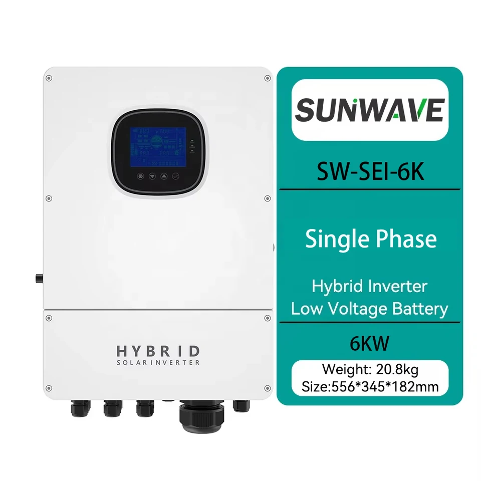6KW Hybridný slnečný invertor Čistá sínusová vlna zo slnečného náboja mriežky pre solárne panely