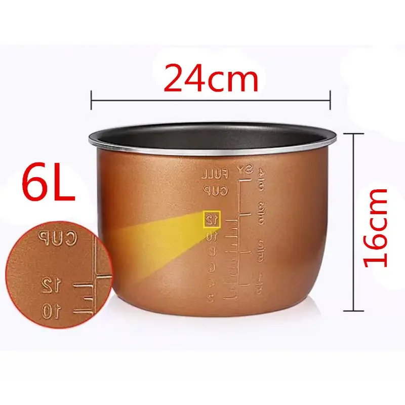 6L elektrický tlakový kuchár vložka MultiCooker Bowl Liter Neprecker Pan Double SprayThickening