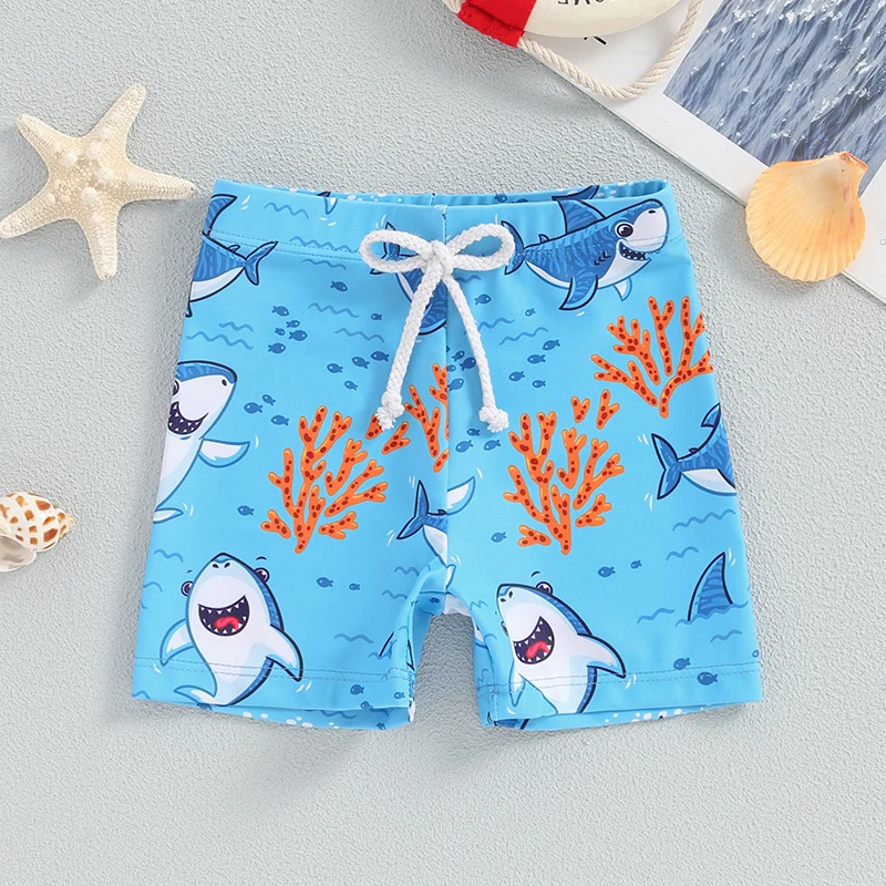 6M-4T Toddler Boys plávať Trunks Shark/Tree Print Elastic Plavecké kraťasy Malé chlapci plavky plavky batoľa chlapci plavky