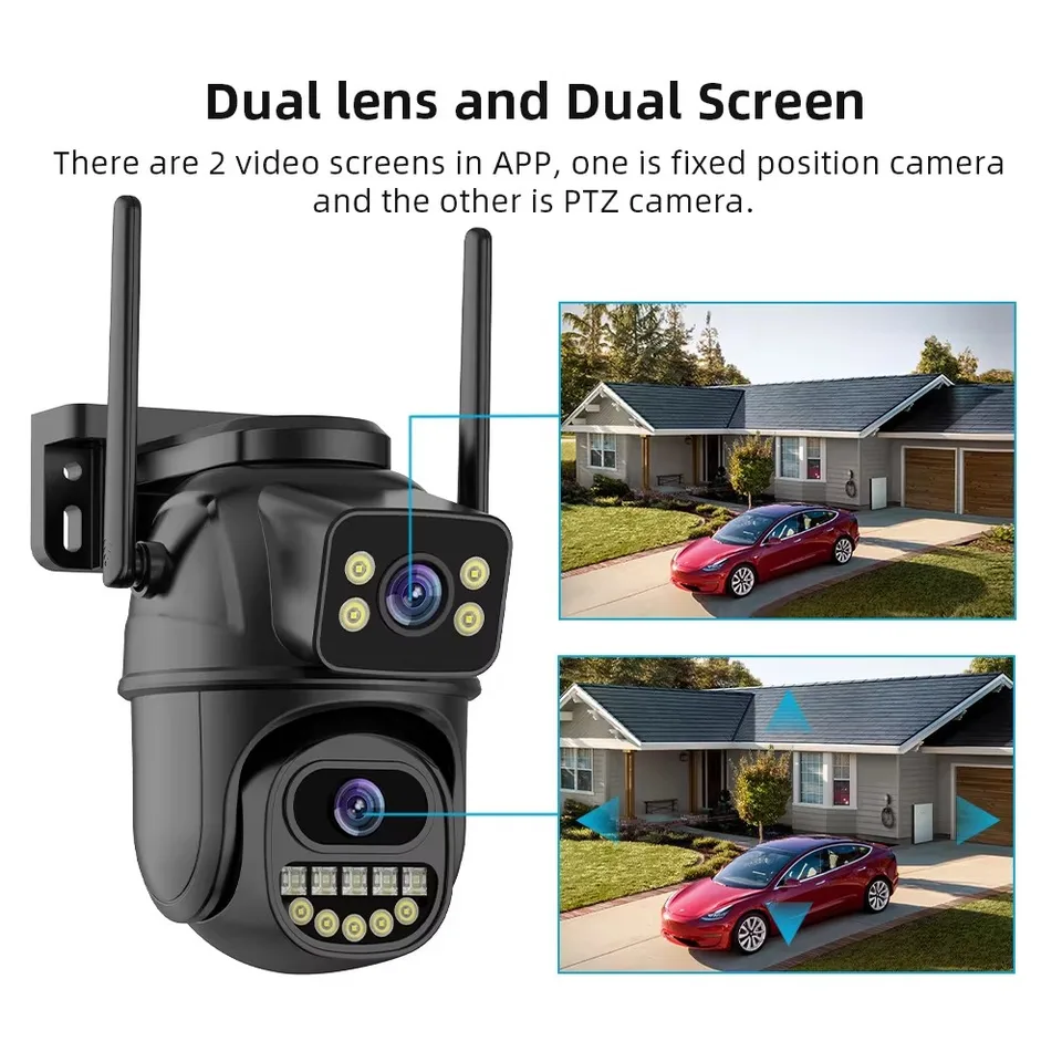 6MP HD WiFi PTZ Camera Outdoor 360 ° Zobraziť duálnu obrazovku CCTV 5X Zoom bezpečnostná ochrana Dohľad nad kamerou ICSEE VIDEO CAM ONVIF ONVIF