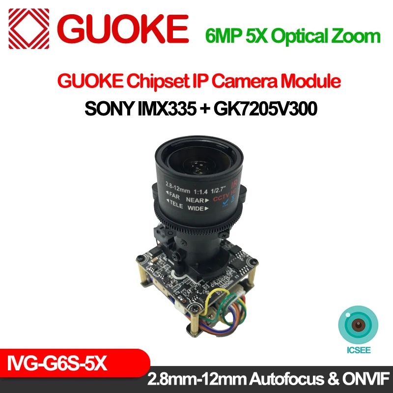 6MP ICSEE SONY IMX335 Motorizovaný Varifokálny zväčšenie IP modul modulu MODUL DETECTION DETECTION DOMÁCNOSŤ ONVIF RTSP Security Webcam