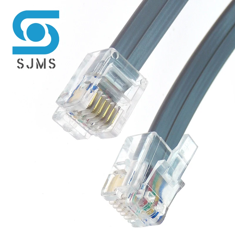 6p6 Kábel Grey DIY 6 jadrových jumperových káblov konektor pre robotické hračky Data Data Cable Six Core Telefónna linka RJ11 6P Telefónna modulárna zástrčka