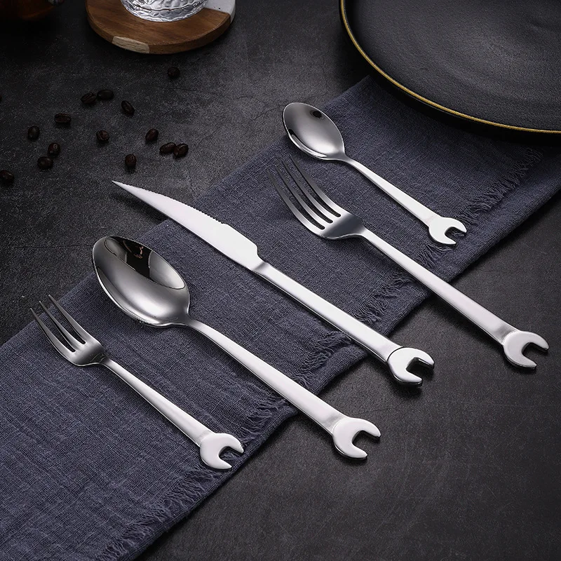 6pc/set kreatívny kľúče tvar čaju 304 z nehrdzavejúcej ocele večera Spoon Coage Set Cometware Family Camping Kitchen