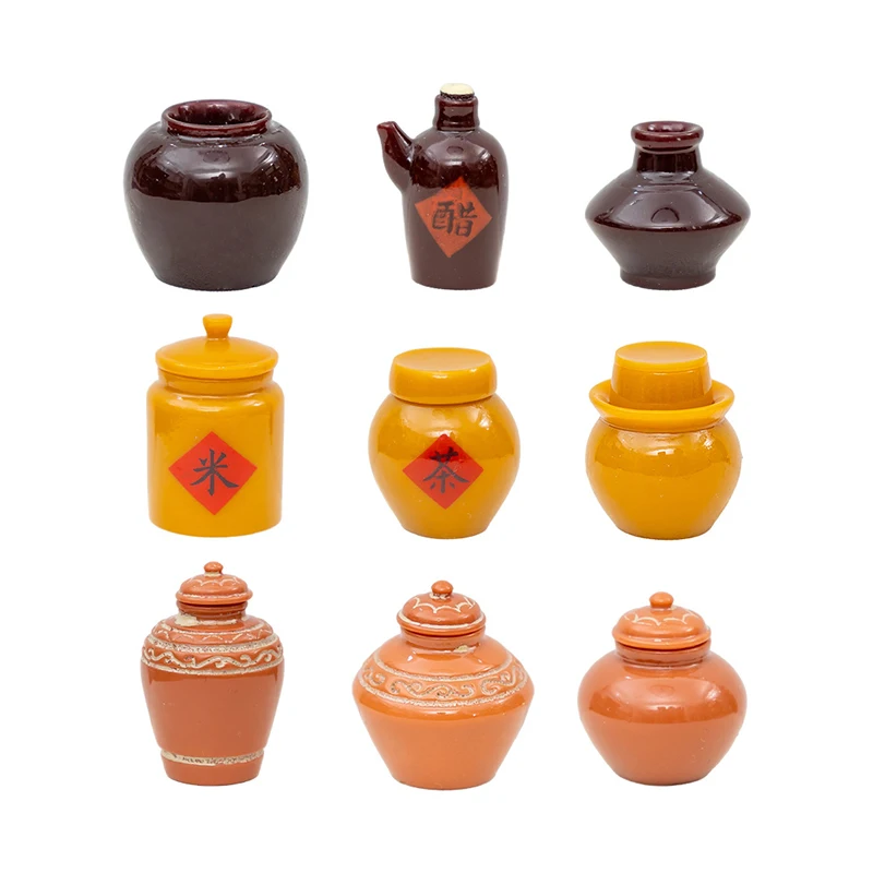 6pcs 1:12 Dollous Miniatúrne víno oltár Čajový nádoba Clay Pot Flowerpot Vase Domovod Decor Dotor Hray Doll House Doplnky