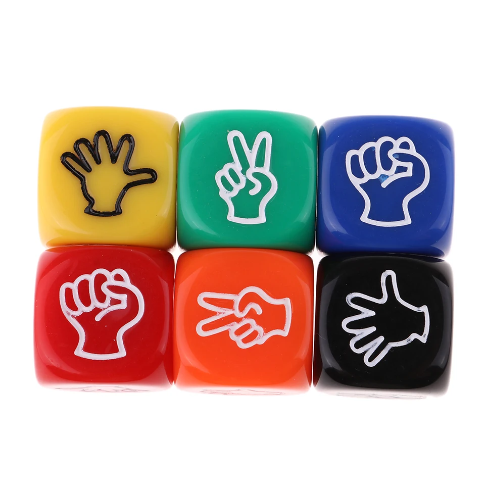 6pcs 6 -stranné kocky D6 kocky Rock Paper Nožnice kocky Kids pre deti hračky hračky prop bar Party Game kocky set