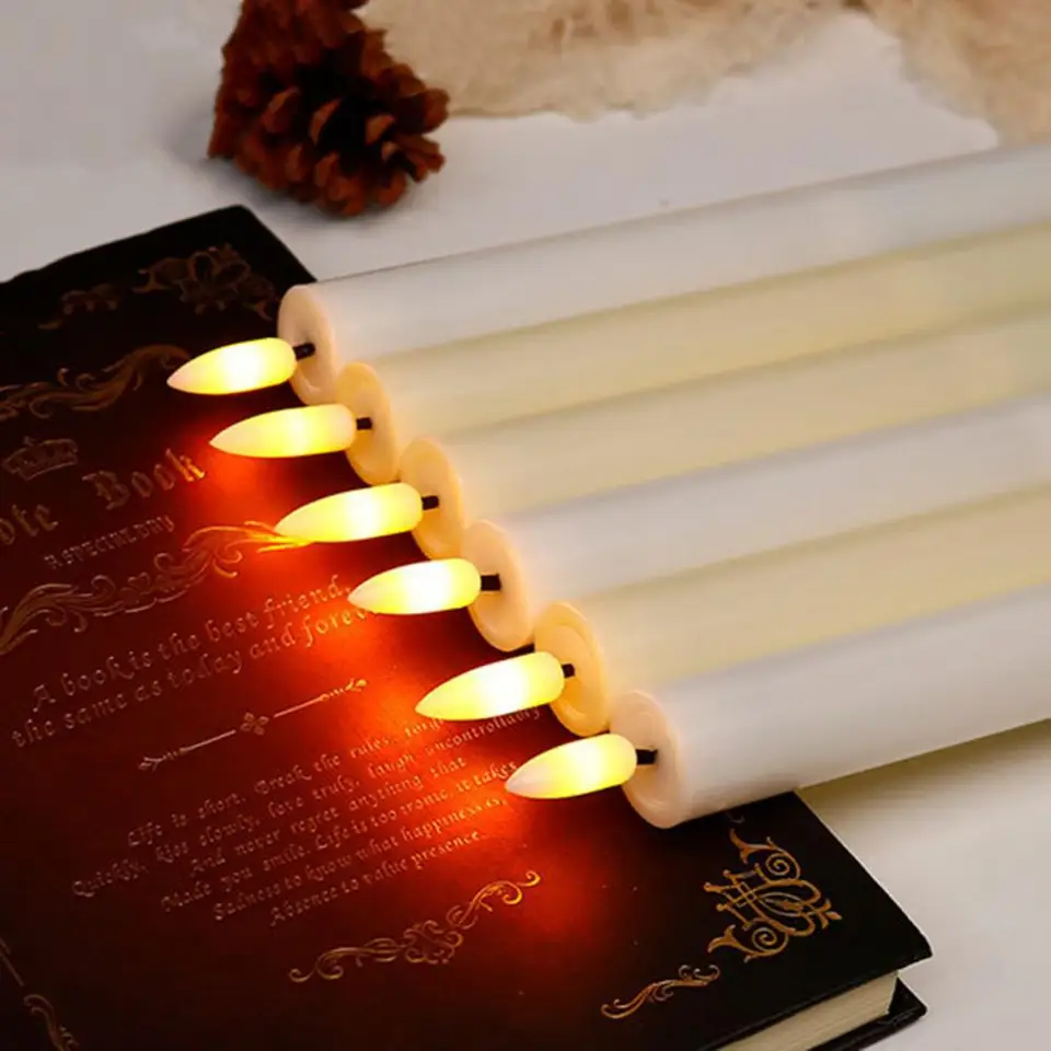 6pcs bezplatnená zužovacia palica LED žiarovka LED LAMP Falošné sviečky s diaľkovým ovládaním blikajúca LED sviečka sviatočná sviatočná svadobná dekorácia