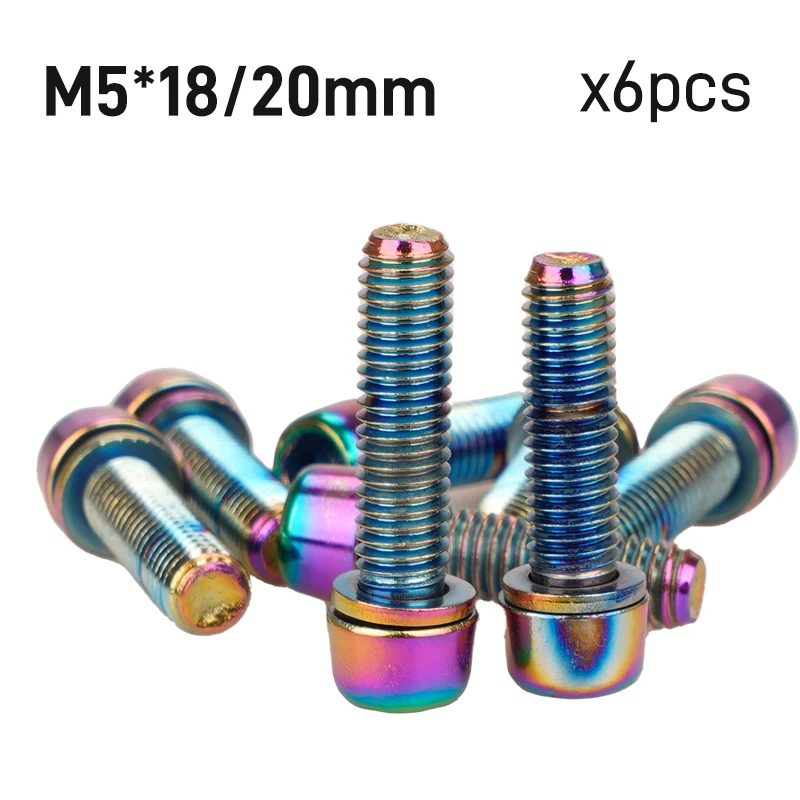 6pcs bicykel stonka skrutky M5*18/20 mm farebná dúhová skrutka Mink M6*30 mm pre mtb cestné bicykle stonky