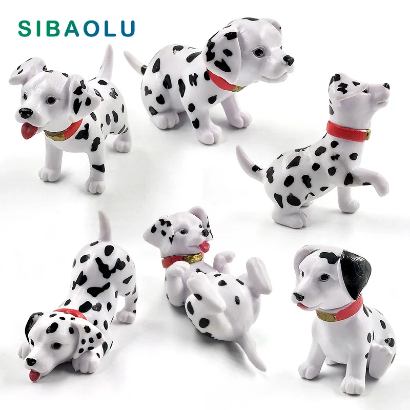 6pcs Dalmatian Puppy Spot Dog Figurín Karikatúra zvierat Model Domáci dekor Miniatúrna rozprávková záhrada dekorácia DIY doplnky moderné