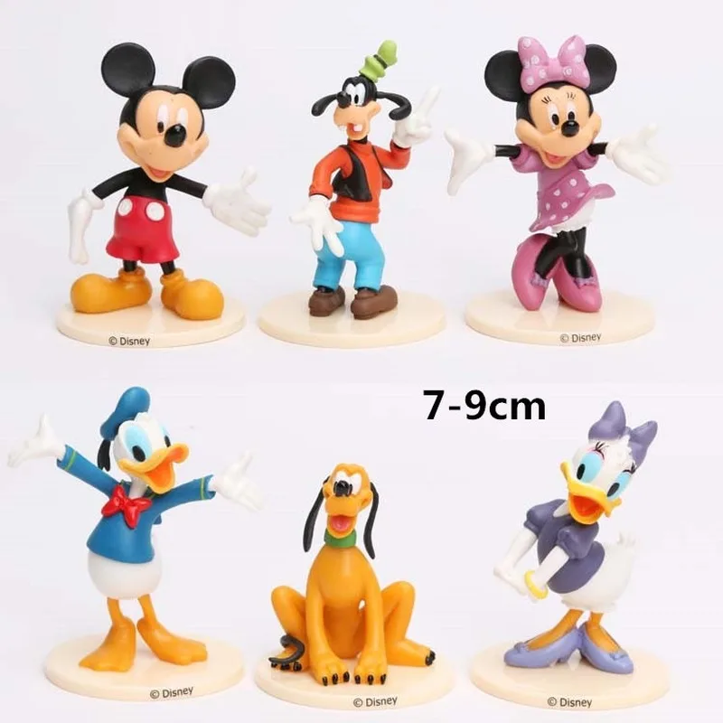 6pcs Disney Cartoon Mickey Mouse Donald Dekorácie roztomilé dievča Darčekový koláč Šťastné narodeniny torta Topper Cupcake Toppers