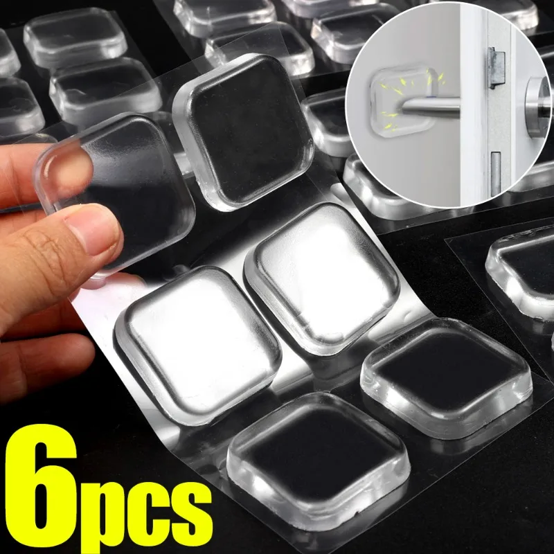 6pcs dvere zátka Silikón anti-kolízne vankúšiky Priehľadné nekĺzavé sklzné porte porte podložky Self Adhesive Furniture Anti-Crash Protector