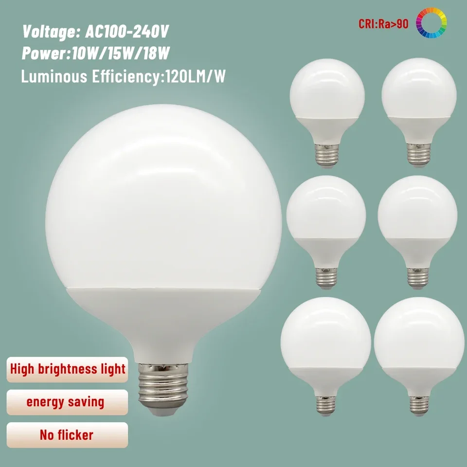 6pcs G80 G95 G125 Mliečna žiarovka E27 10W 15W 18W CRI90 LED žiarovka AC110V 220V GLOBE GOLL Žiarovka studená teplá biela lampa LED LED žiarovka LED LED