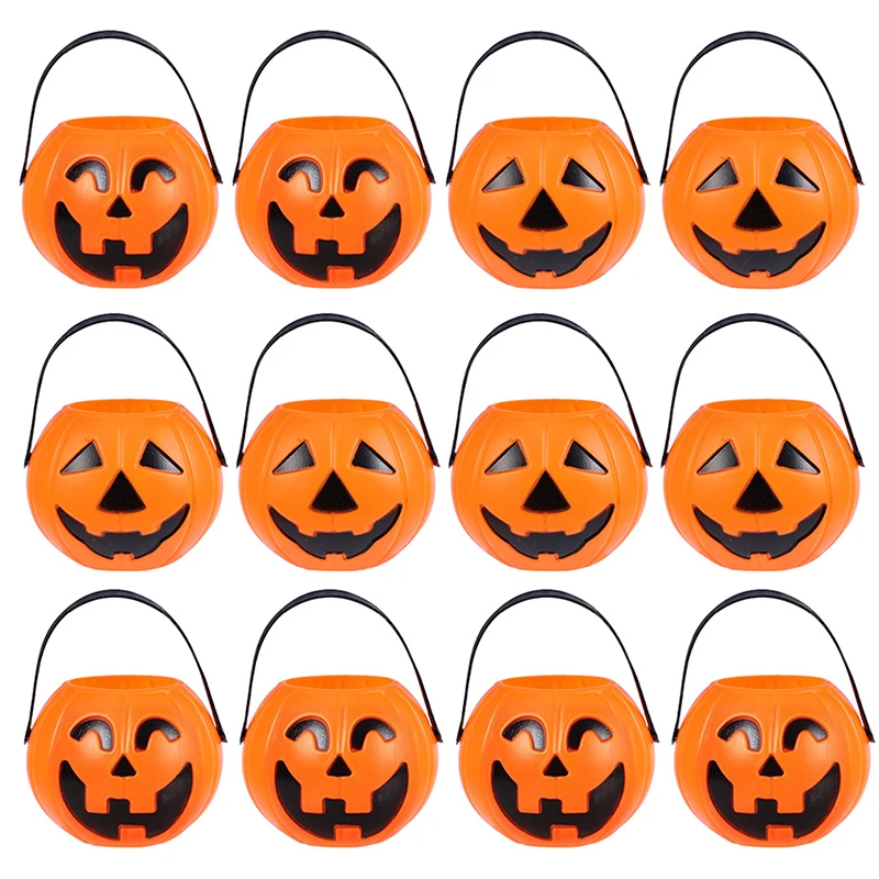 6pcs Halloween Téma tekvica Bucket Prenosná cukrová košík Kids Trik alebo Treat Bucket Halloween Party Decoration Supplies