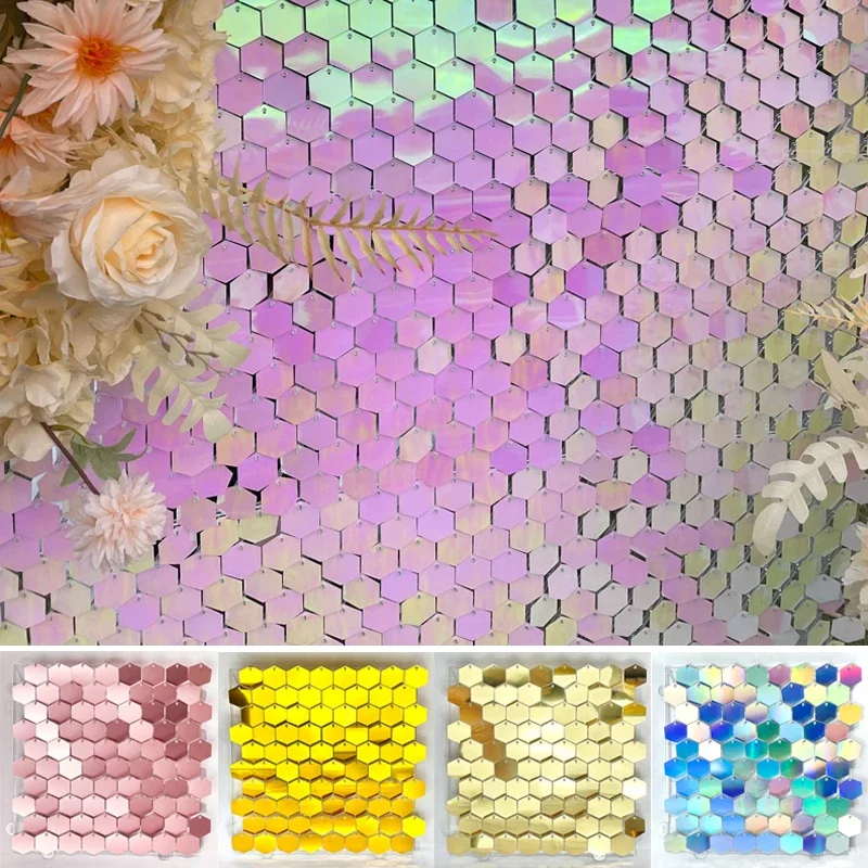 6pcs hexagon trblietavý flitra pozadie panela DIY šumivé luxusné pozadie stena dekorácie panela narodeninová oslava svadobná dekorácia