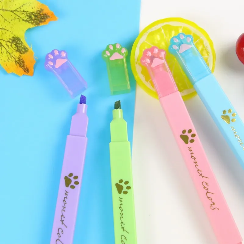 6pcs karikatúra roztomilá labka zvýrazňovacia súprava sada Krásna mačka Claw Mäkká podložka