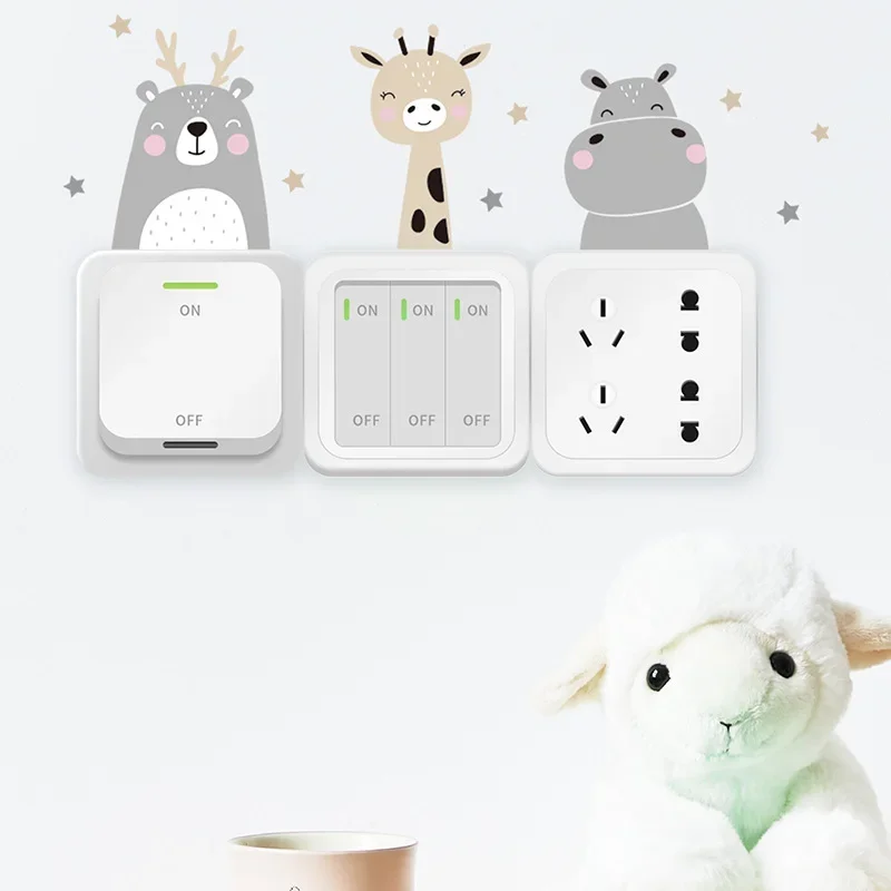 6pcs karikatúra slon Panda Rabbits Animal Switch Wall Strepky pre detskú izbu Spálňa Domov Decoartion Wall
