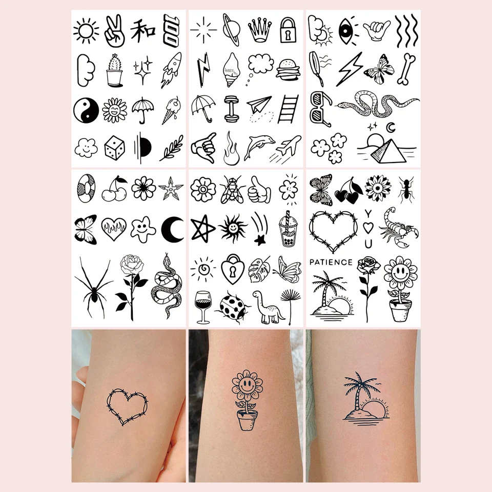 6pcs nepremokavé dočasné tetovanie nálepka hviezda Moon Geometry Anchor Fly Bird Fake Tetto Flash Tatoo Finger Tato pre dievčatá ženy