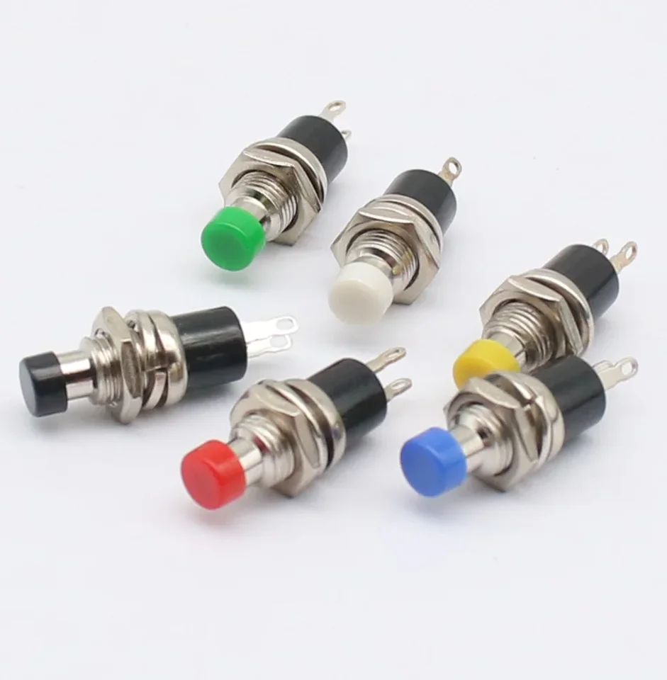 6pcs PBS-110 Mini Momentary Push Tlačidlo NO/NC 7 mm červená žltá zelená modrá čierna biela
